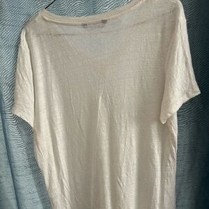 Classic White tee shirt by Charlie B -size XL- VNeck- short sleeve new/ like ne